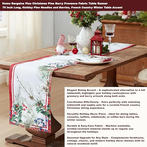 Holiday Fabric Placemats Set of 4 Pine Berries Winter Table Decor