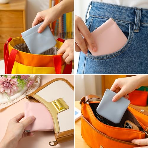 Leather Organizer Pouches for Purse - 4 Pack Snap Closure Mini Bags