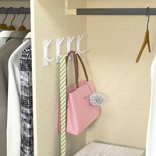 WUIVIUT White Sticky Hooks - Heavy Duty Stainless Steel Adhesive Hooks (4 Pack)