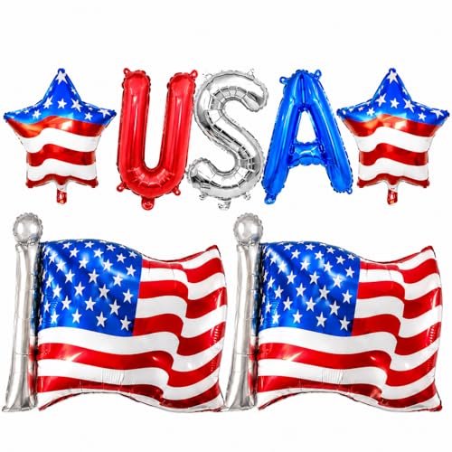 Patriotic 4th of July Balloon Set - USA Letter & Star Balloons