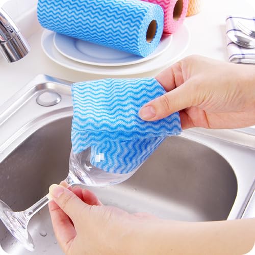 Porffitoy 50-Pack Large Reusable Blue Dish Cloths - Absorbent Kitchen Towels