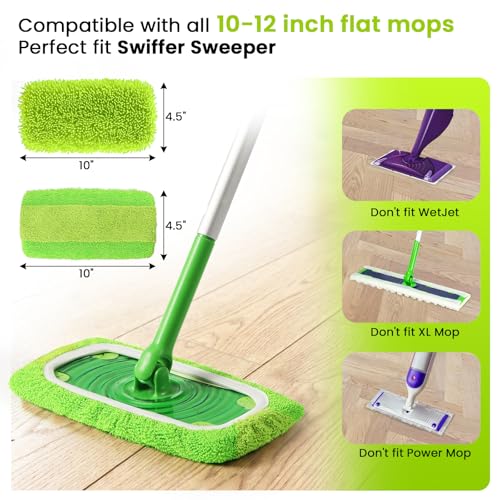 Snuvid 2-in-1 Microfiber Mop Pads for Swiffer Sweeper - 4-Pack