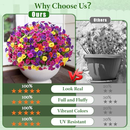 Artificial Outdoor Flowers - 36 Bundles Realistic UV-Resistant Fake Flowers for Garden & Porch