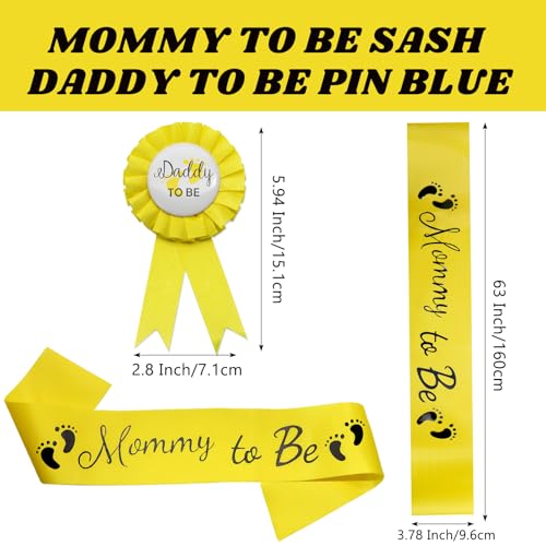 Mommy to Be Sash & Daddy to Be Pin Set - Yellow Satin, 63"