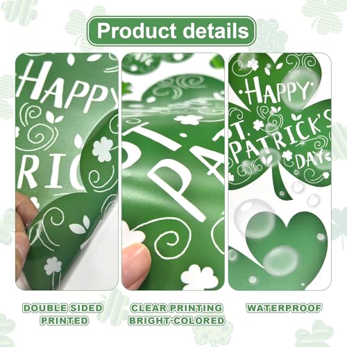 St. Patrick's Day Window Clings - 8 Double-Sided Shamrock Stickers