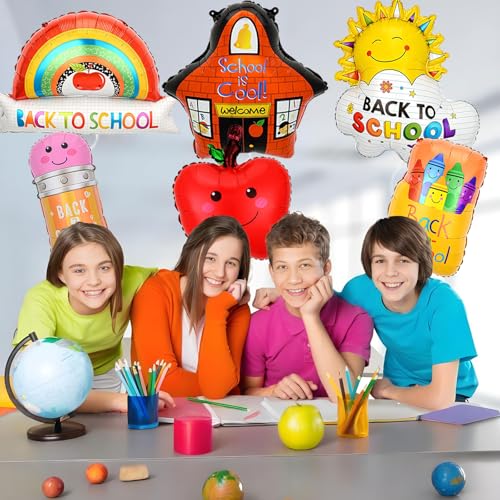 9Pcs Back to School Foil Balloon Set - School Bus, Pencil & Crayon Decor (3)