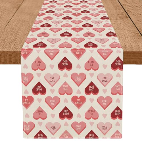 Valentine's Day Table Runner - Heart Design, 13 x 72 in Polyester