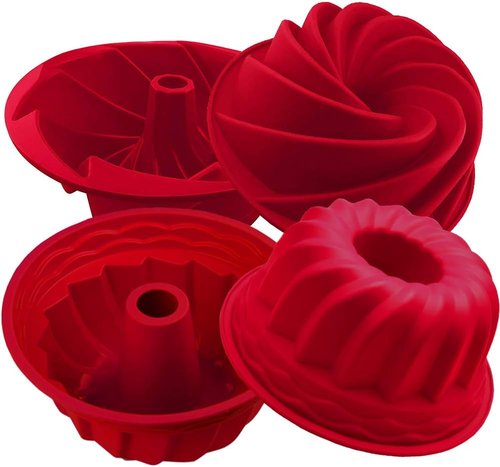 IELEK Silicone Fluted Cake Pan - Nonstick Jello Molds for Baking Cakes, Gelatin & Bread | Versatile Kitchen Tool