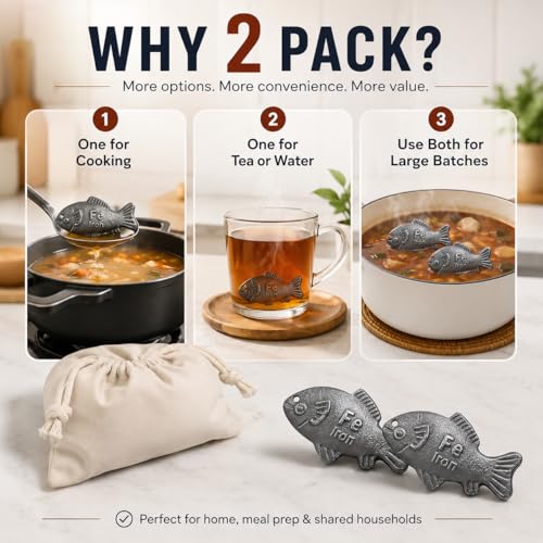 Iron Fish Cooking Tool - 2-Pack Reusable Iron Supplement