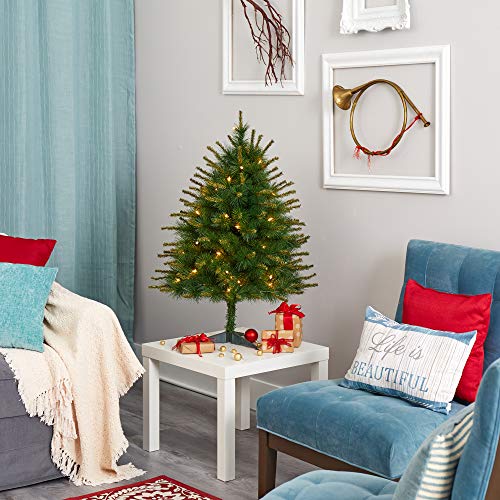 3ft Artificial Christmas Tree with Pre-Loaded Lights and Bendable Branches