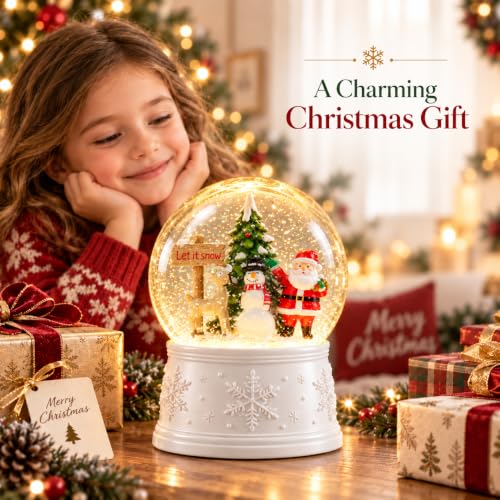 Christmas Snow Globe with Santa and Snowman - Musical & Color Changing LED Water Globe - Variation: Santa Snowman