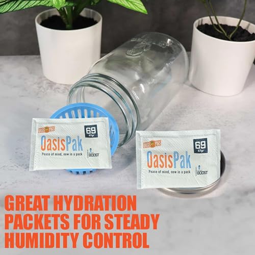 OasisPak 69% RH Humidity Control Packs - 67g for Freshness & Flavor