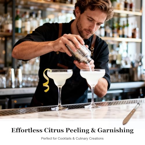Citrus Peeler with Walnut Handle - Channel Knife for Cocktails
