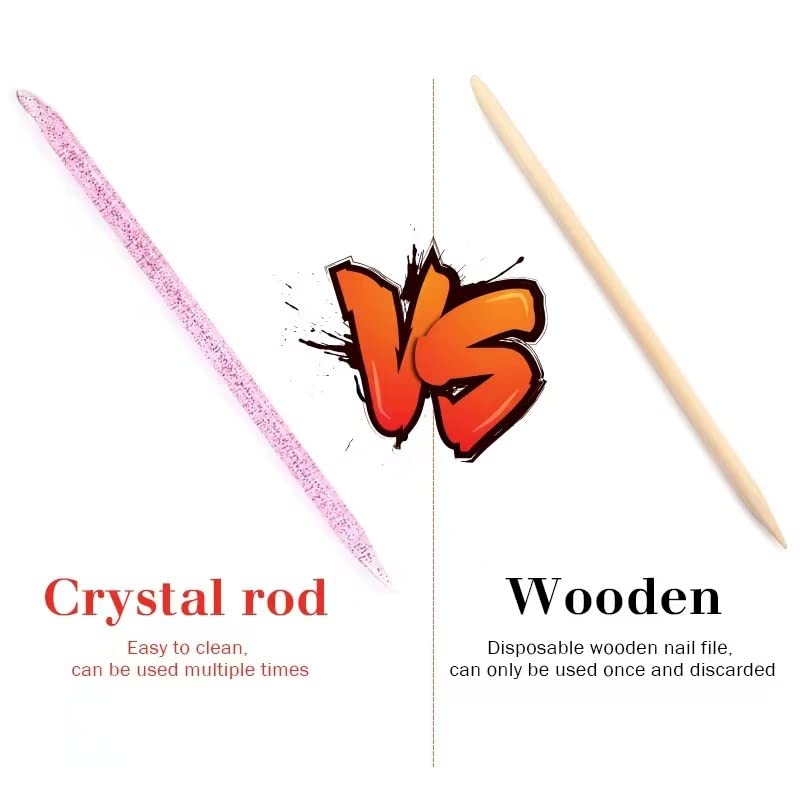 YSAFAI 100 PCS Crystal Cuticle Pusher Disposable Nail Sticks for Manicure