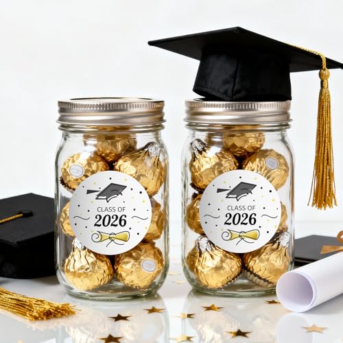 Gold Graduation Stickers 2026 - 120PCS Self-Adhesive Cap Labels