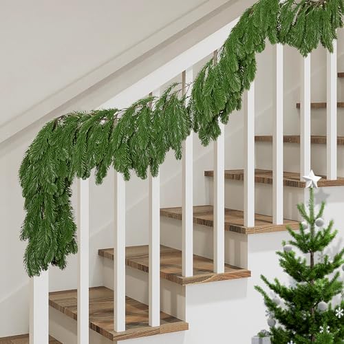 Artificial Norfolk Pine Garland 6 Ft - 2 Pack Dense Christmas Greenery for Holiday Decor