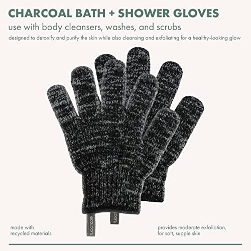 EcoTools Charcoal Exfoliating Bath and Shower Gloves, 1 Pair