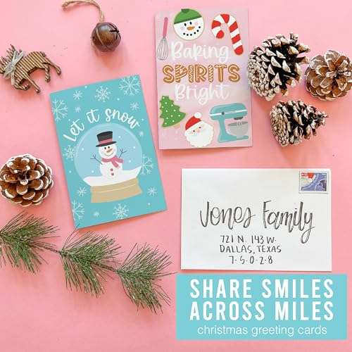 Santa Christmas Cards with Envelopes - 24 Holiday Greeting Cards with Envelopes - Blank Seasonal Note Cards