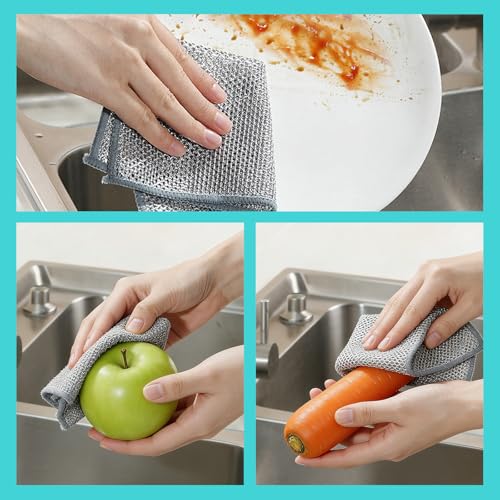 12-Pack Non-Scratch Wire Dishcloths for Kitchen Cleaning - 7.87"