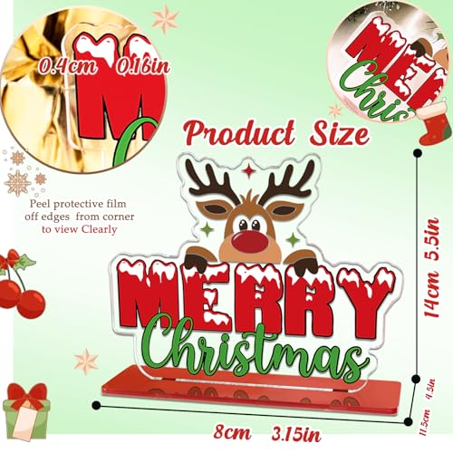 Merry Christmas Sign Acrylic Reindeer Tabletop Decor Plaque