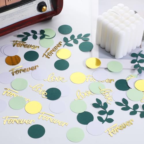 100 PCS Greenery Wedding Table Confetti with Gold Letters