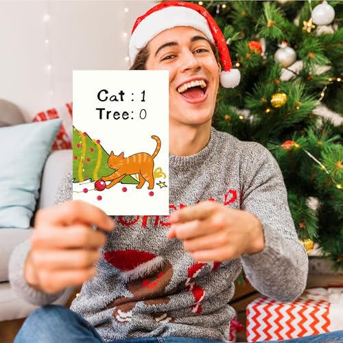 Funny Christmas Cat Card for Cat Lovers - 8 x 5.3 in Greeting Card