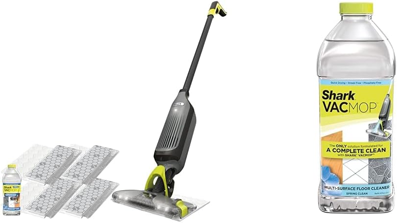 Shark VACMOP Pro Cordless Hard Floor Cleaner - Vacuum & Spray Mop with 2L Multi-Surface Cleaner Refill | Includes 4 Disposable Pads