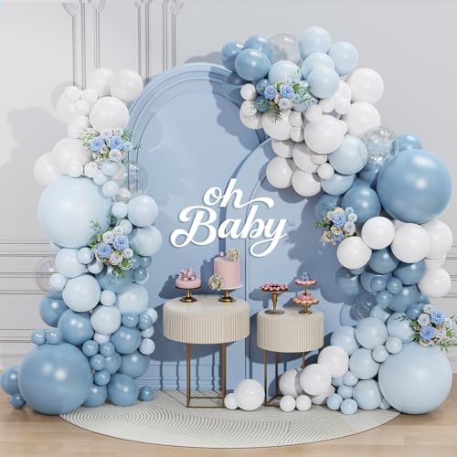Dusty Blue Balloon Arch Kit - 156 Pcs Baby Shower & Party Decor