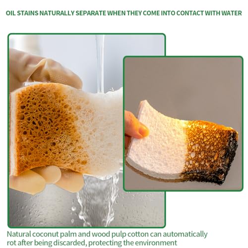 Natural Eco-Friendly Dish Sponges - Biodegradable Plant-Based Kitchen Cleaning Pads