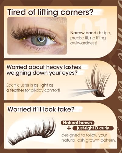 Brown Lash Clusters Manga Wispy Individual Eyelash Extensions 10-16MM