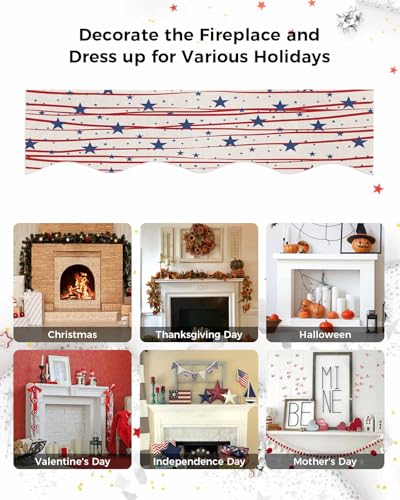 4th of July Fireplace Scarf 90x17 Inch - Patriotic Stars & Stripes