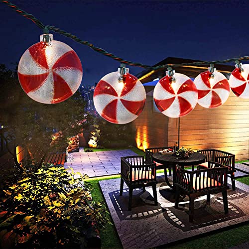 8.5Ft Peppermint Candy String Lights with 10 Incandescent Bulbs - Holiday Decor - Variation of Candy Lights / 11Ft
