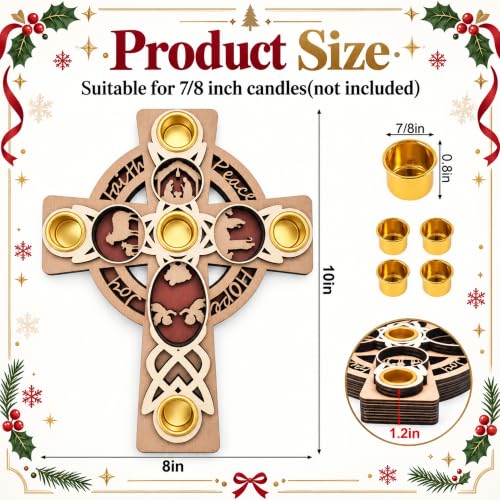 10x8 Inch Wooden Nativity Cross Candle Holder Advent Wreath B Style 1 Pcs