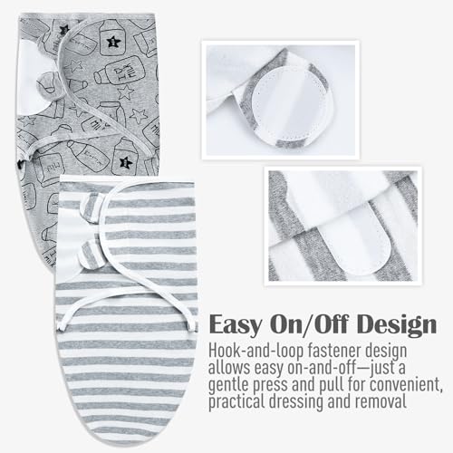 Dizila Adjustable Newborn Swaddle Blanket & Matching Hat Set - Multicolor S11
