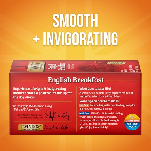 Twinings English Breakfast Black Tea Individually Wrapped Bags, 25