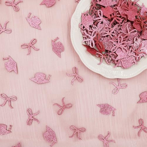 Pink Graduation Confetti for Class of 2026 - 200PC Bow & Cap Scatter