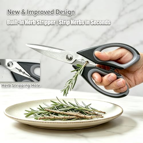 BJDDM 3 Pack Kitchen Shears - Heavy Duty Stainless Steel Scissors with Herb Stripper