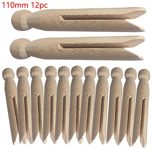 Round Wooden Clothespins - 12 Pack for Crafts & Laundry