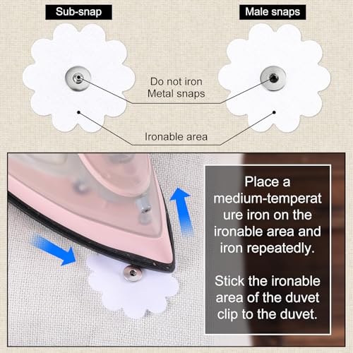 16 Pack Duvet Snaps - Flower Shaped Comforter Clips for Bedding