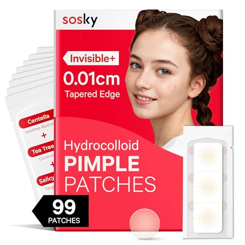 Sosky Hydrocolloid Pimple Patches 99 Count Invisible Acne Zit Stickers