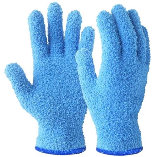 Evridwear Microfiber Dusting Gloves for Plants & Blinds - Blue, Small/Medium