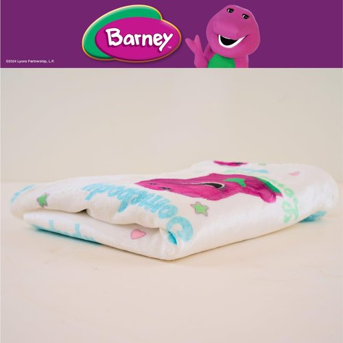 Franco Collectibles Barney Heart Retro Bedding Super Soft Cozy Plush Throw, 46 in x 60 in, (Officially Licensed Product)