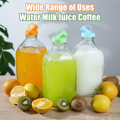 4 Pack Silicone Bottle Caps 48mm for Milk Glass Bottles, Leak-Proof & Dishwasher Safe