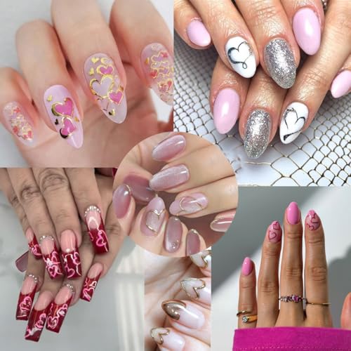 Valentine's Day 3D Self-Adhesive Heart Nail Art Stickers Decals