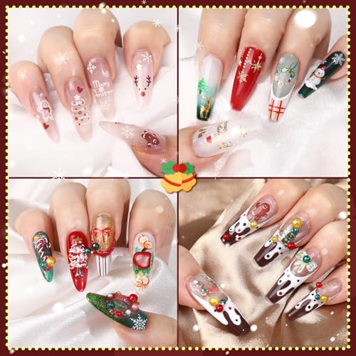 KELHOMECL 6 Sheets Christmas Nail Art Stickers 3D Self-Adhesive Winter Holiday Decals