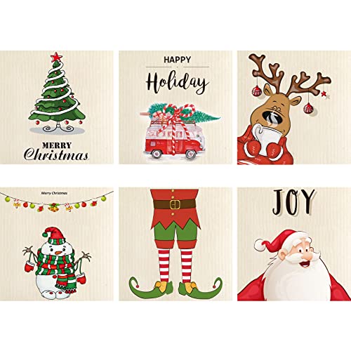 CHENGU 6 Pcs Cute Style Christmas Dishcloths - Reusable & Absorbent