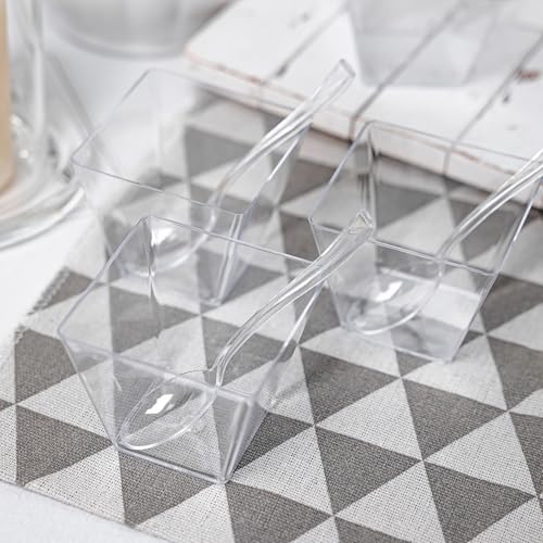 50 Pack 4oz Clear Mini Dessert Cups with Spoons - Reusable Appetizer Bowls