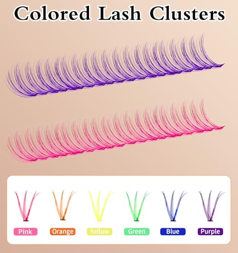 ValueBargain Colored Lash Clusters 120 Pcs Multi-Colored Silk Eyelashes