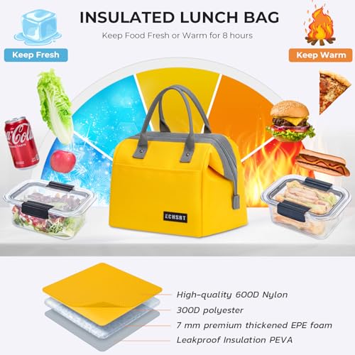Large Insulated Lunch Bag for Women & Men 10L Leakproof Cooler Tote Yellow