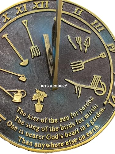 Garden Sundial 10 Inch Brass Decorative Outdoor Sun Clock for Garden & Yard